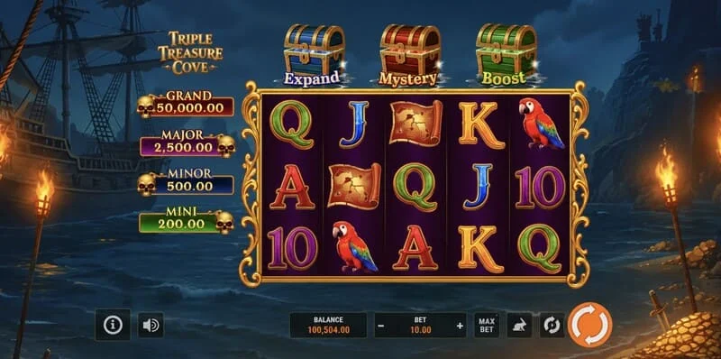 Triple Treasure Cove – Hold and Win bonusrunde med mønter